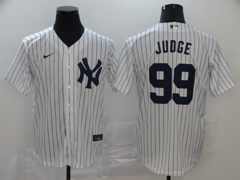Men New York Yankees #99 Judge White stripes Nike Game MLB Jerseys->new york yankees->MLB Jersey